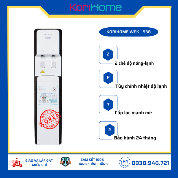 MÁY LỌC NƯỚC NÓNG LẠNH KORIHOME WPK-938