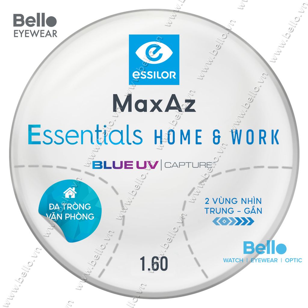  Đa Tròng Văn Phòng Essilor Essentials Home & Work BlueUV Capture 