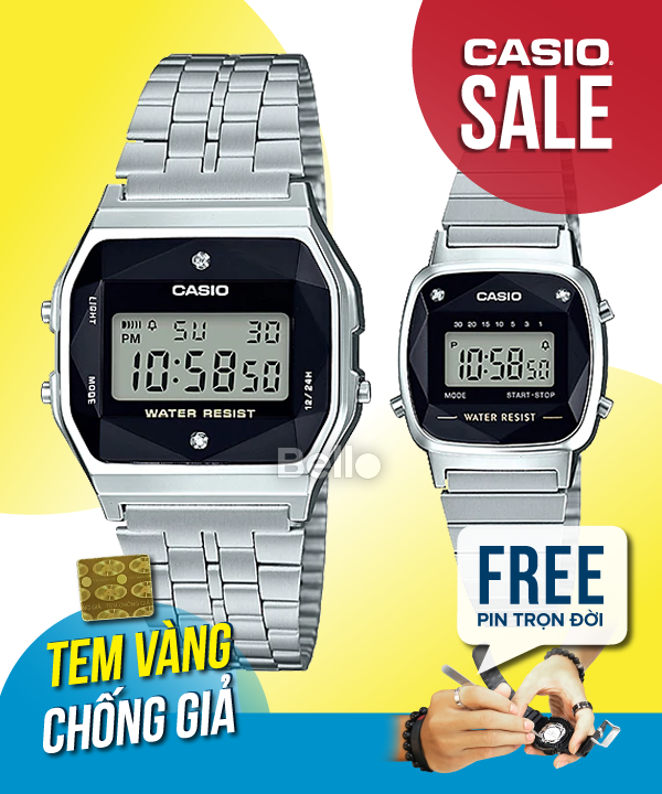 Đồng hồ Casio Đôi Vintage A159WAD-1 & LA670WAD-1 chính hãng, giá rẻ, Thay Pin Trọn Đời