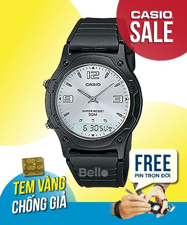 Đồng hồ Casio Nam AW-49HE-7A chính hãng, giá rẻ, Thay Pin Trọn Đời