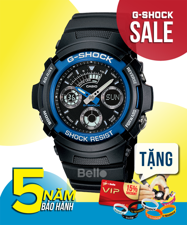  [Pin Miễn Phí Trọn Đời] AW-591-2A - Đồng hồ G-Shock Nam - Tem Vàng Chống Giả 