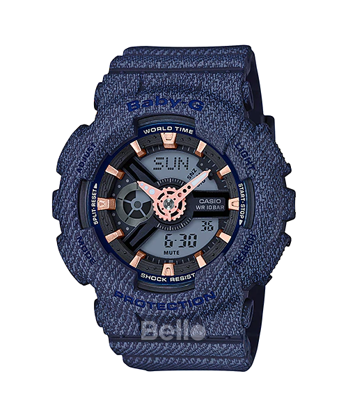 BA-110DE-2A1 - Đồng hồ Casio G-Shock chính hãng - Được thiết kế vải Jean màu denim tuyệt đẹp !