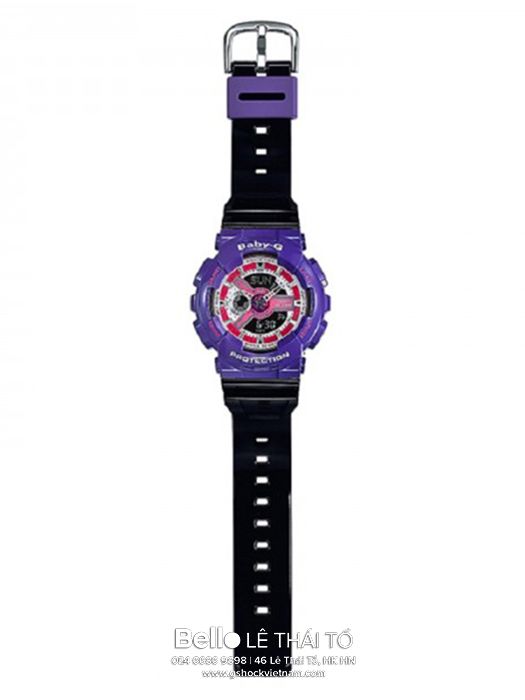 BA-110NC-6A - Đồng hồ Casio G-Shock chính hãng - Dây đen kết hợp vỏ tím bóng tạo nên một hình ảnh thời trang của những năm 90