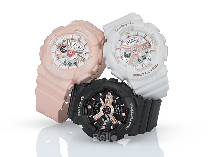 BA-110RG-7A - Đồng hồ Baby-G chính hãng Dòng BA-110 mặt vàng hồng quý phái