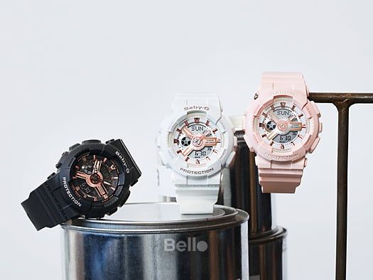 BA-110RG-1A - Đồng hồ Baby-G chính hãng Dòng BA-110 mặt vàng hồng quý phái
