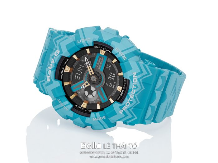 BA-110TP-2A - Đồng hồ Casio G-Shock chính hãng - Vỏ và dây đeo có hoa văn bộ lạc và cổ điển.