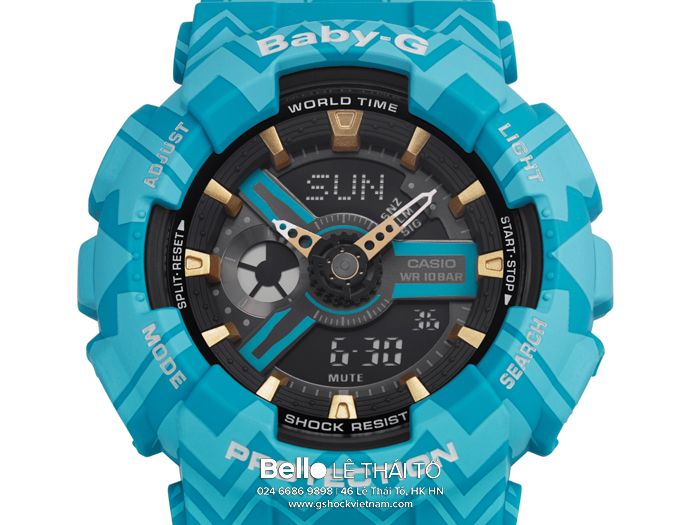 BA-110TP-2A - Đồng hồ Casio G-Shock chính hãng - Vỏ và dây đeo có hoa văn bộ lạc và cổ điển.