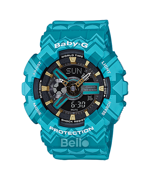 BA-110TP-2A - Đồng hồ Casio G-Shock chính hãng - Vỏ và dây đeo có hoa văn bộ lạc và cổ điển.