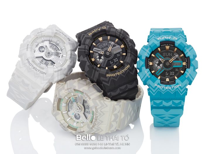 BA-110TP-2A - Đồng hồ Casio G-Shock chính hãng - Vỏ và dây đeo có hoa văn bộ lạc và cổ điển.
