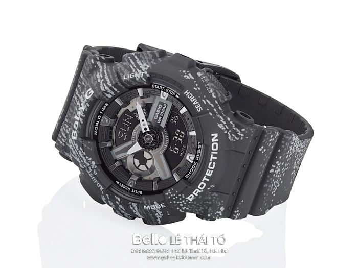 BA-110TX-1A - Đồng hồ Casio G-Shock chính hãng - Dây đen trơn với họa tiết vảy sơn cực chất.