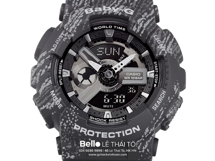 BA-110TX-1A - Đồng hồ Casio G-Shock chính hãng - Dây đen trơn với họa tiết vảy sơn cực chất.