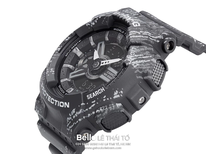 BA-110TX-1A - Đồng hồ Casio G-Shock chính hãng - Dây đen trơn với họa tiết vảy sơn cực chất.