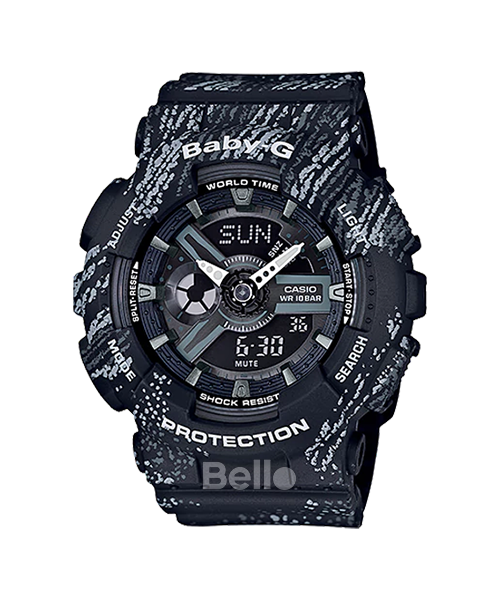BA-110TX-1A - Đồng hồ Casio G-Shock chính hãng - Dây đen trơn với họa tiết vảy sơn cực chất.