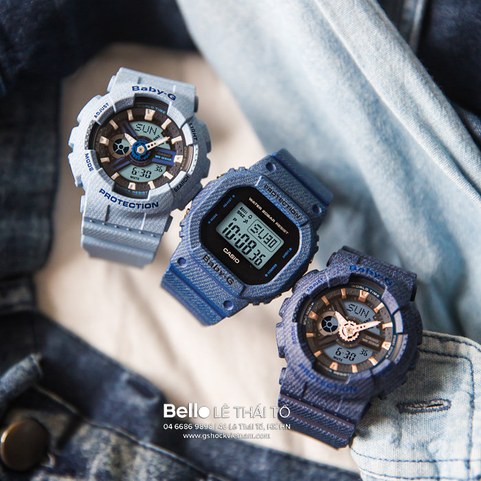 BA-110DE-2A2 - Đồng hồ Casio G-Shock chính hãng - BA-110 cổ điển với thiết kế vải Jean màu denim tuyệt đẹp.