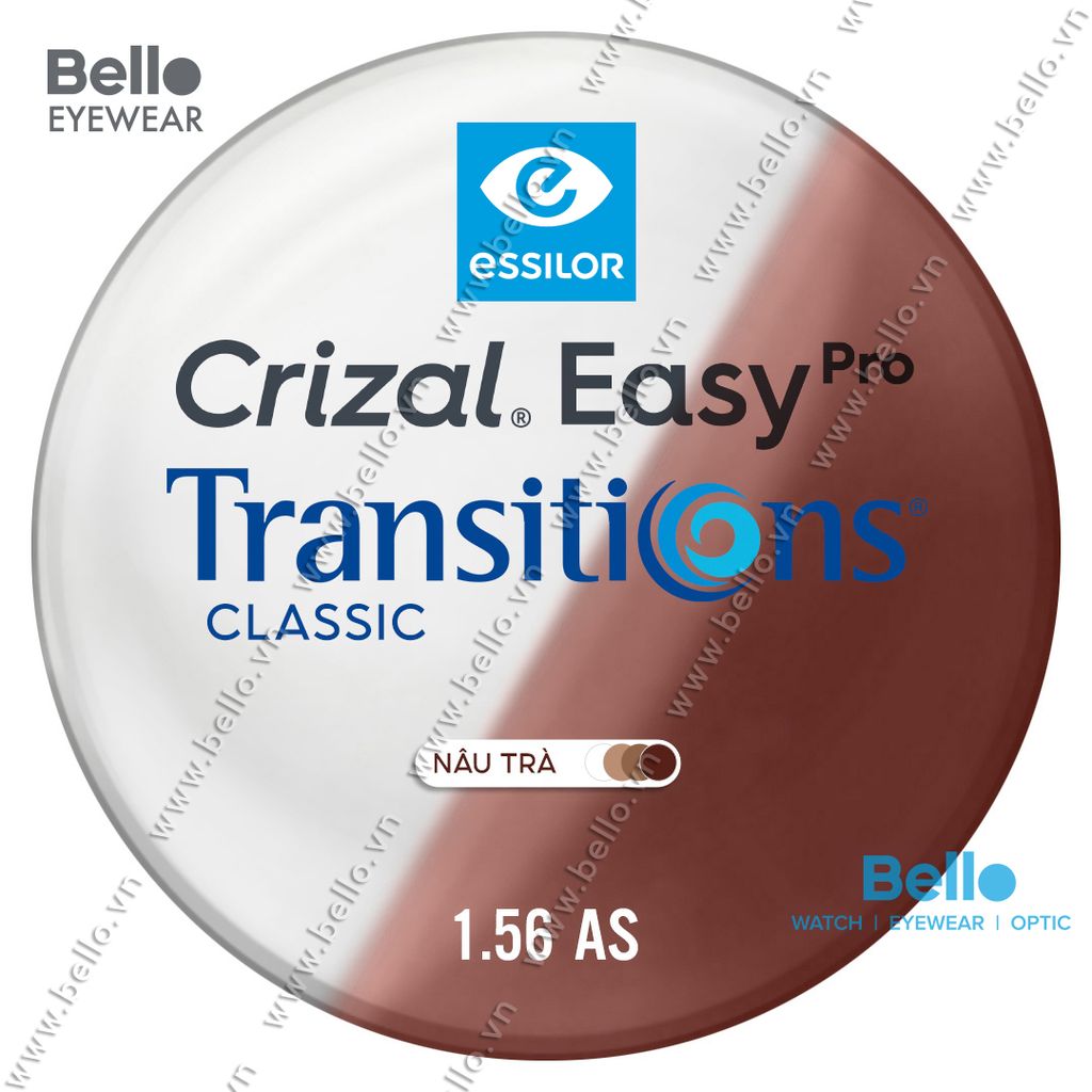  Tròng Kính Đổi Màu Essilor Transitions Classic Nâu Trà 