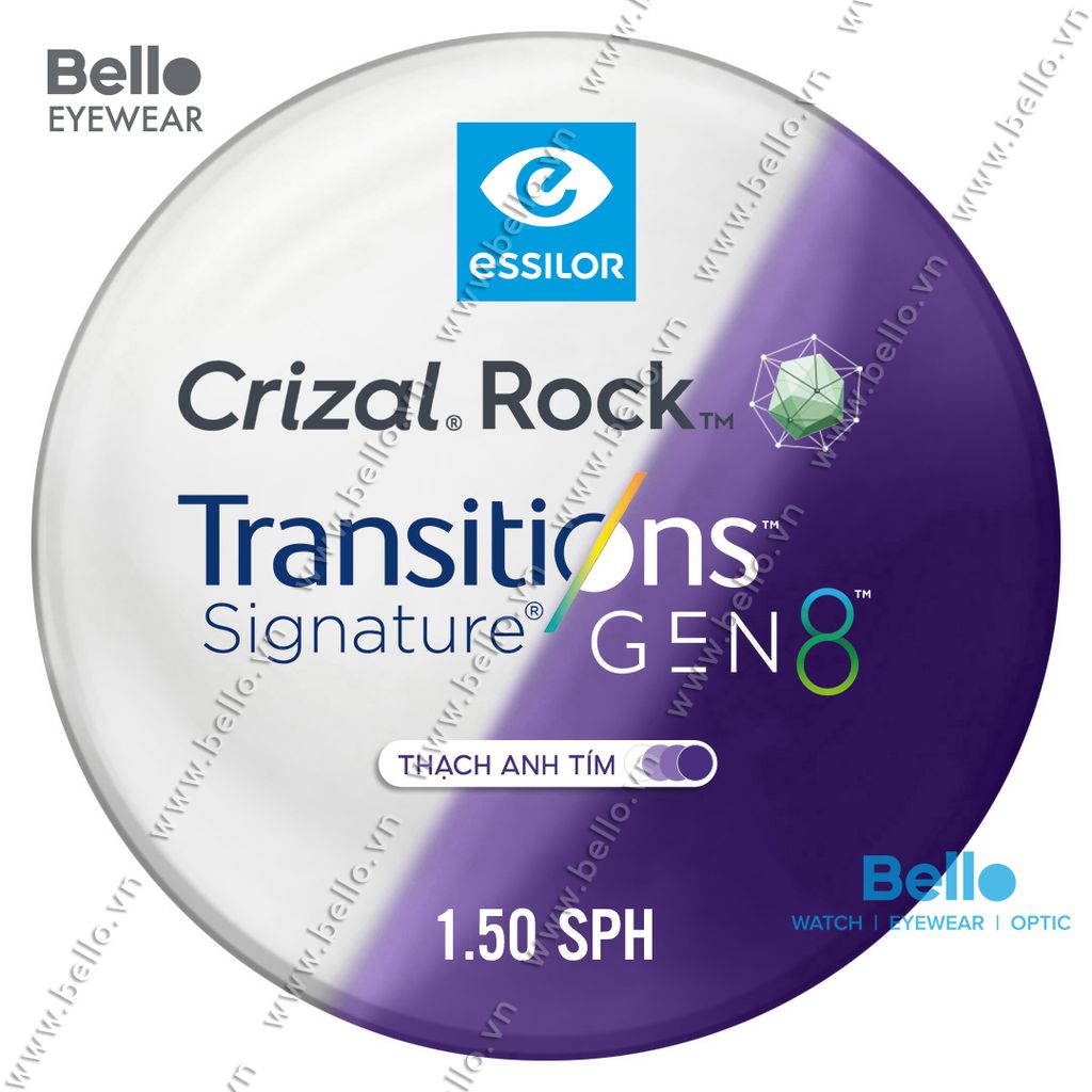  Tròng Kính Đổi Màu Essilor Transitions Gen 8 Thạch Anh Tím Amethyst Purple 