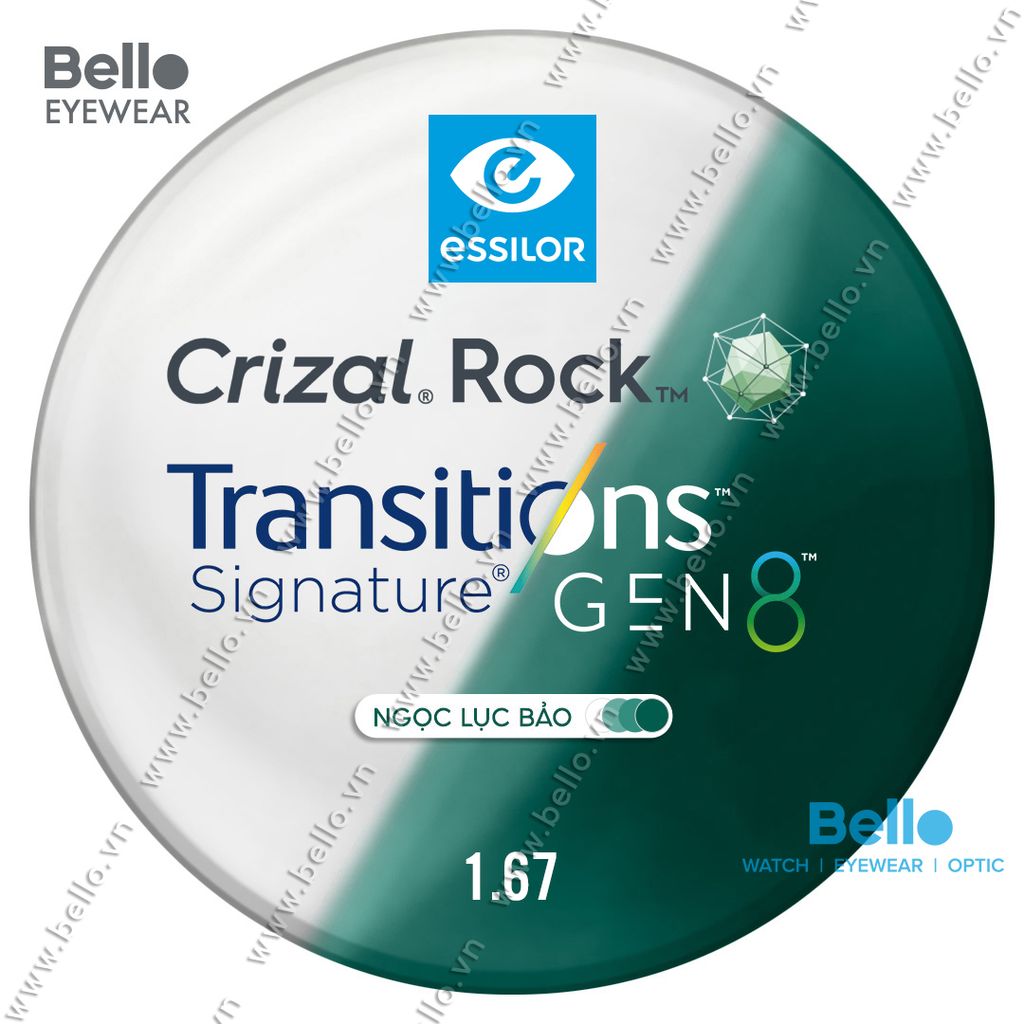  Tròng Kính Đổi Màu Essilor Transitions Gen 8 Ngọc Lục Bảo Emerald Green 