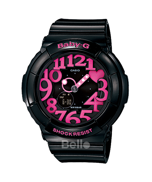 BGA-130-1B - Đồng hồ Casio G-Shock chính hãng - Dây đen bóng, các số được thiết kế tạo hiệu ứng đa chiều, phủ mực huỳnh quang đặc biệt.