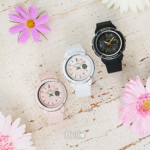 BGA-150FL-7A- Đồng hồ Casio G-Shock chính hãng - Dây trắng nhám, mặt họa tiết hoa cỏ duyên dáng