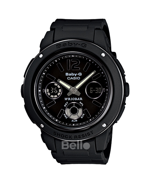 BGA-151-1B - Đồng hồ Casio G-Shock chính hãng - Dây đen nhám giả kim loại, viền kim loại sáng bóng, thiết kế mặt đơn giản tinh tế.