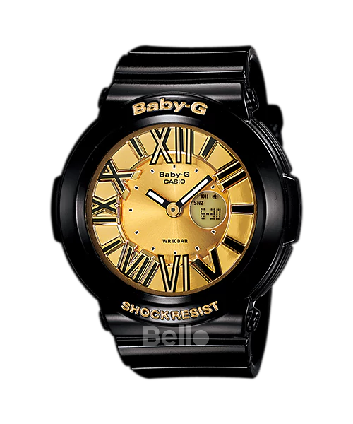BGA-160-1B - Đồng hồ Casio G-Shock chính hãng - Dây bóng, mặt kim loại sáng, vạch giờ la mã xếp 2 lớp.