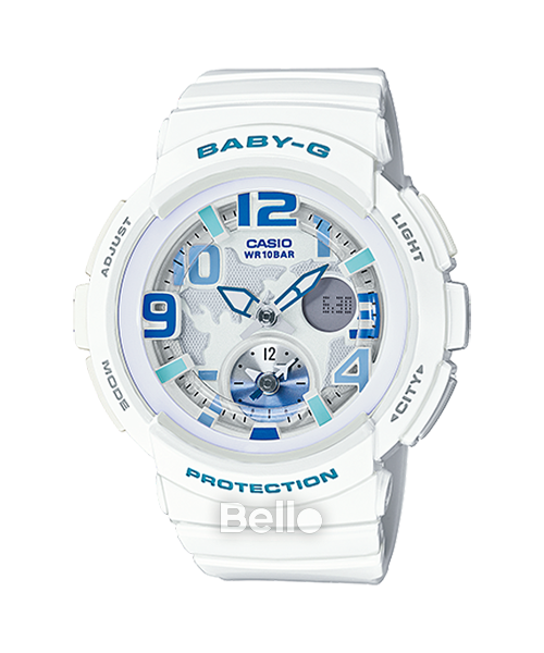 BGA-190-7B - Đồng hồ Casio G-Shock chính hãng - 2 giờ hiện hành, thiết kế mặt bản đồ thế giới