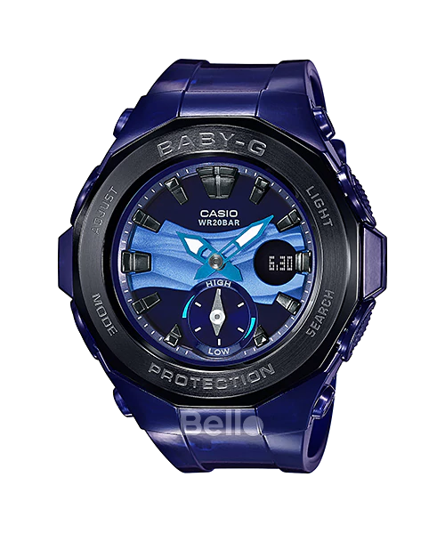 BGA-220B-2A - Đồng hồ Casio G-Shock chính hãng - Mặt đồng hồ thể hiện hình ảnh 3D của những làn sóng xô dạt và các biến thể màu.