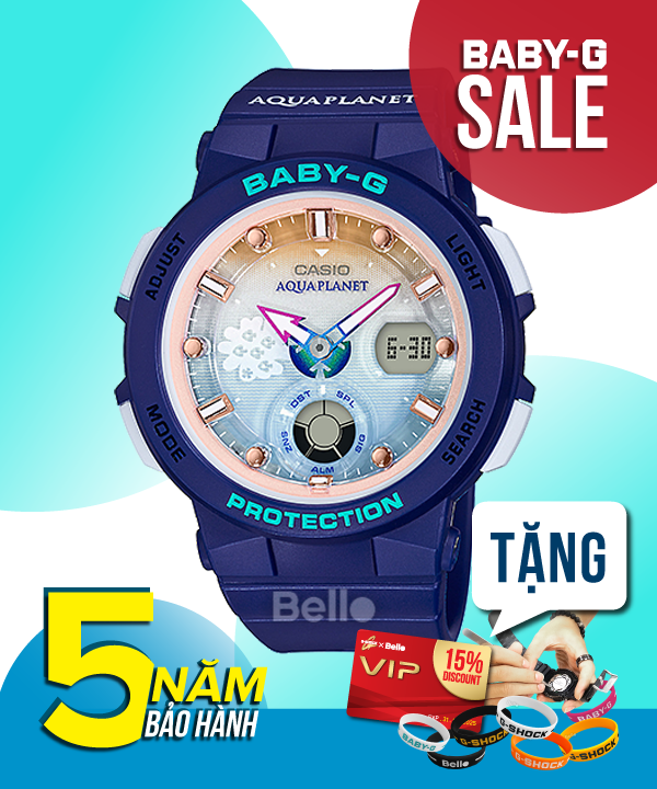 Baby-G BGA-250AP-2A - Dòng Baby-G Beach Traveller phiên bản AQUA PLANET đặc biệt