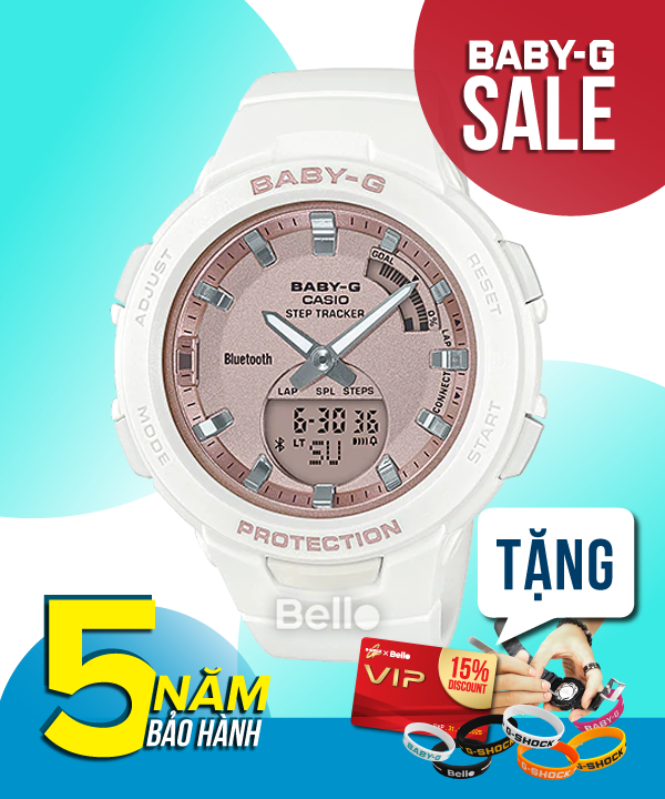  [Pin Miễn Phí Trọn Đời] BSA-B100MF-7A - Đồng hồ Casio Baby-G - Tem Vàng Chống Giả 