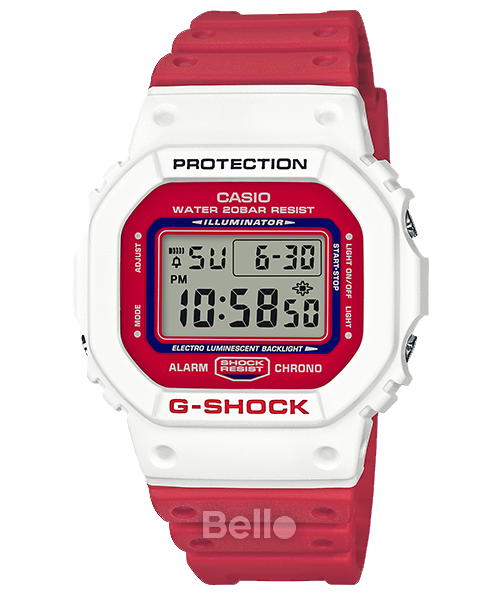 DW-5600TB-4A - Đồng hồ Casio G-Shock chính hãng - Vỏ trắng dây đỏ