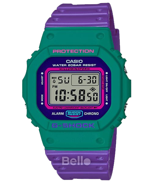 DW-5600TB-6 - Đồng hồ Casio G-Shock chính hãng - Vỏ xanh lá cây dây tím