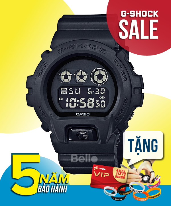 DW-6900BB-1 - Đồng hồ Casio G-Shock chính hãng - Dây đen, mặt đen, các nút và khóa được mạ ion đen cực chất.