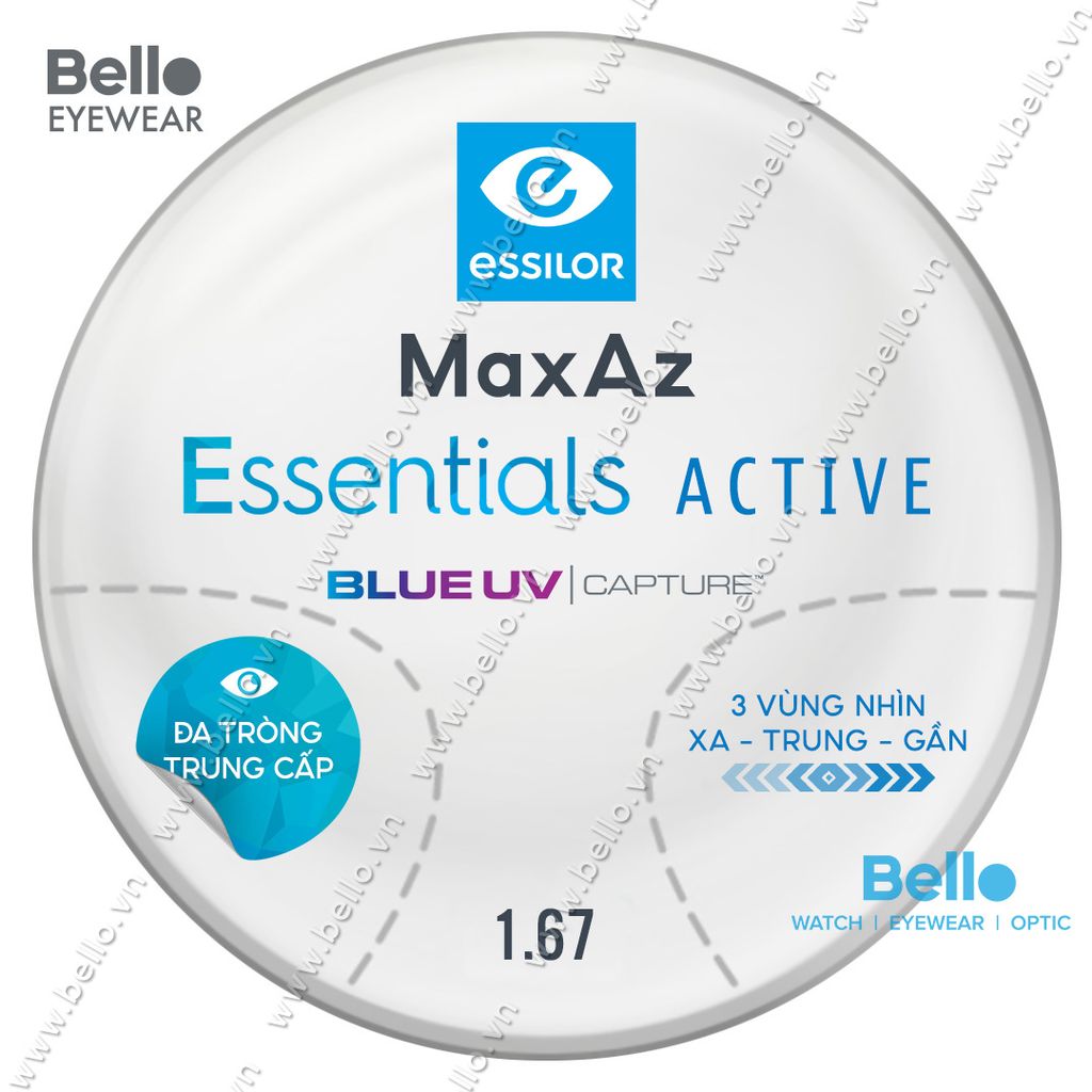  Đa Tròng Trung Cấp Essilor Essentials Active BlueUV Capture 