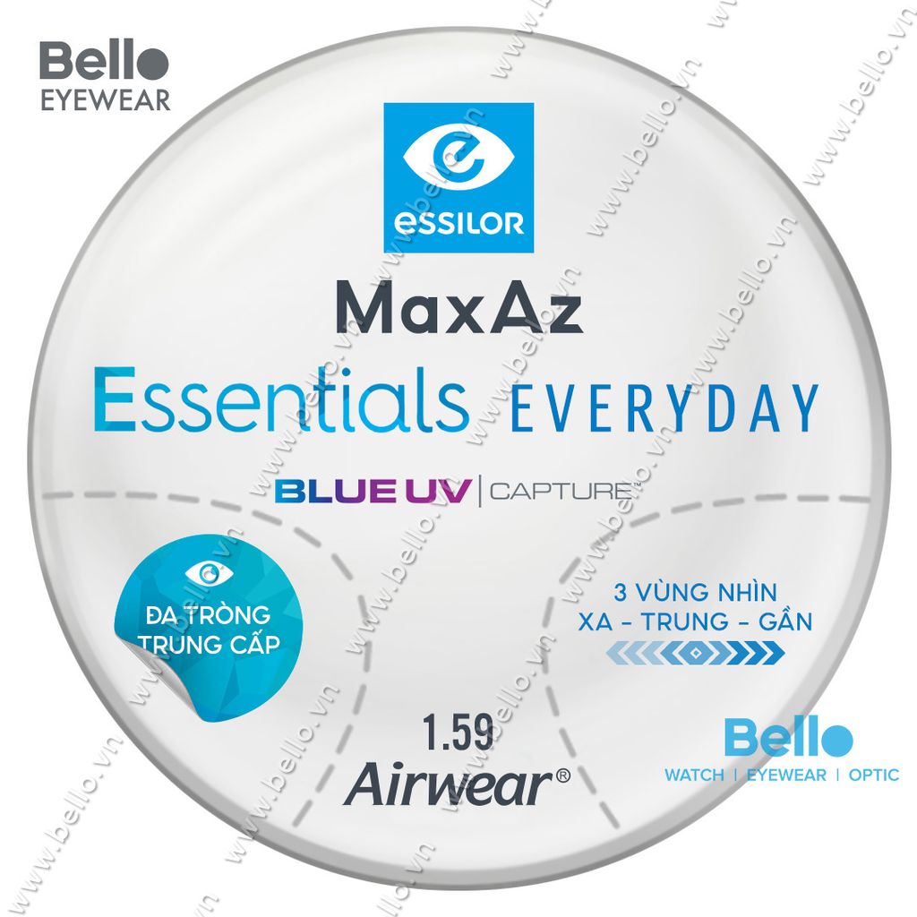  Đa Tròng Trung Cấp Essilor Essentials Everyday BlueUV Capture 