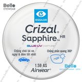  Tròng Kính Chống Chói Lái Xe Chống Vỡ Essilor Crizal Sapphire HR 1.59 