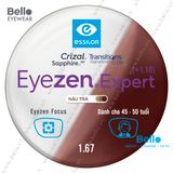  Tròng Kính Chống Mỏi Đổi Màu Essilor Eyezen Expert Gen 8 Nâu Trà cho người 45 đến 50 tuổi 