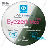  Tròng Kính Chống Mỏi Đổi Màu Essilor Eyezen Max Gen 8 Xanh Lá cho người 40 đến 44 tuổi 