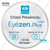  Tròng Kính Chống Mỏi Essilor Eyezen Plus (+0.4) Crizal Prevencia cho người 18 đến 34 tuổi 