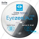  Tròng Kính Chống Mỏi Đổi Màu Essilor Eyezen Plus Gen 8 Xám Khói cho người 18 đến 34 tuổi 