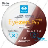  Tròng Kính Chống Mỏi Đổi Màu Essilor Eyezen Pro Gen 8 Nâu Trà cho người 35 đến 39 tuổi 