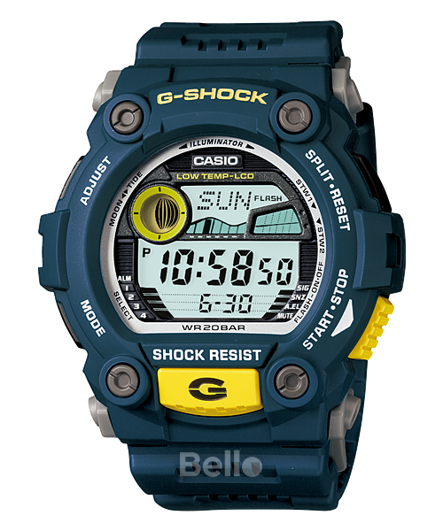 G-7900-2A- Đồng hồ Casio G-Shock chính hãng - Dây và vỏ đen nhám, nổi bật với màn hình số rõ ràng.