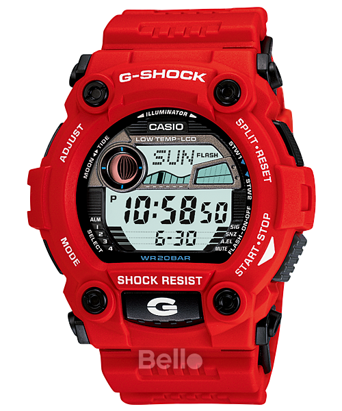 G-7900A-4A- Đồng hồ Casio G-Shock chính hãng - Dây và vỏ đen nhám, nổi bật với màn hình số rõ ràng.
