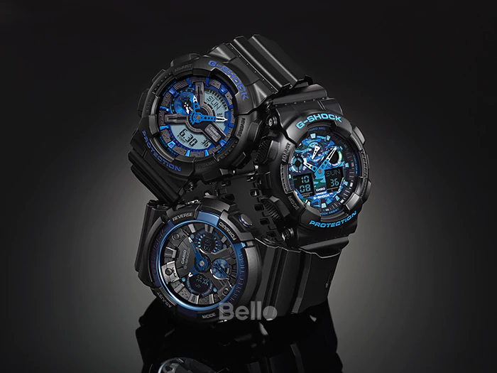 GA-110CB-1A - Đồng hồ Casio G-Shock chính hãng - Dây đen mờ, mặt xanh đen, kim xanh trắng, bản đặc biệt.