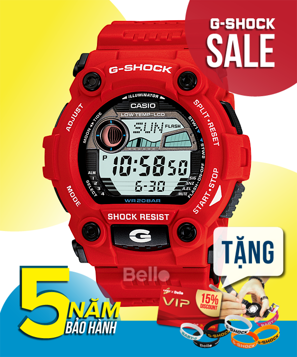 G-7900A-4A- Đồng hồ Casio G-Shock chính hãng - Dây và vỏ đen nhám, nổi bật với màn hình số rõ ràng.