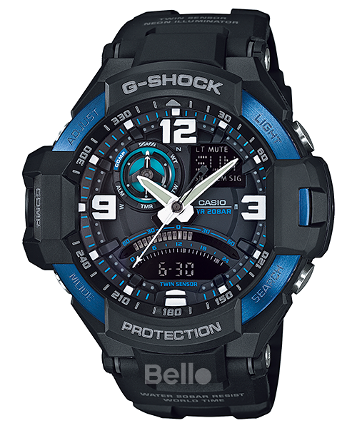 GA-1000-2B - Đồng hồ Casio G-Shock chính hãng - La bàn điện tử, nhiệt kế, bộ nhớ phương vị.