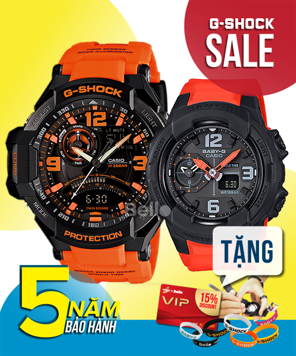 G-Shock đôi GA-1000-4A & Baby-G BGA-230-4B - Đồng hồ Casio G-Shock đôi chính hãng
