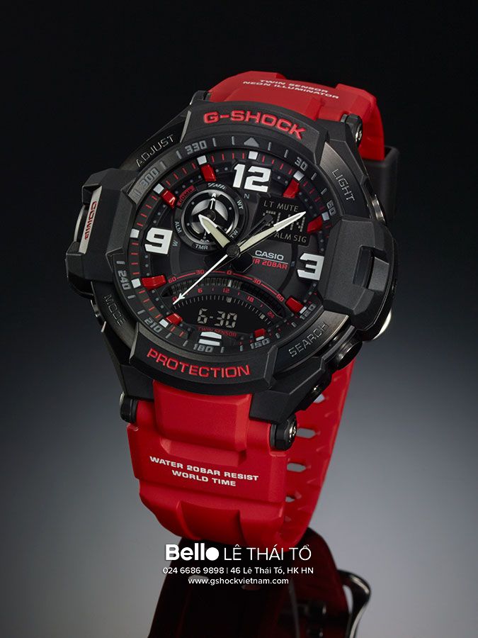 GA-1000-4B - Đồng hồ Casio G-Shock chính hãng - La bàn điện tử, nhiệt kế, bộ nhớ phương vị.