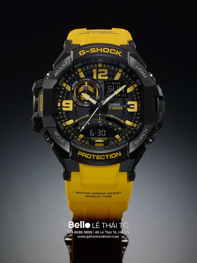 GA-1000-9B - Đồng hồ Casio G-Shock chính hãng - La bàn điện tử, nhiệt kế, bộ nhớ phương vị.