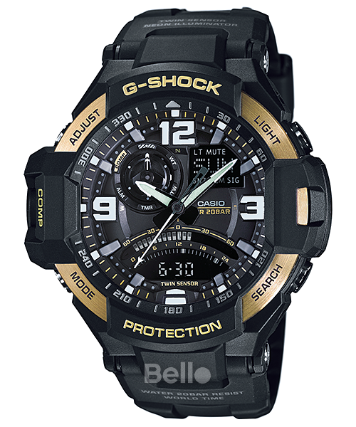 GA-1000-9G - Đồng hồ Casio G-Shock chính hãng - Mặt đen, viền vàng gold