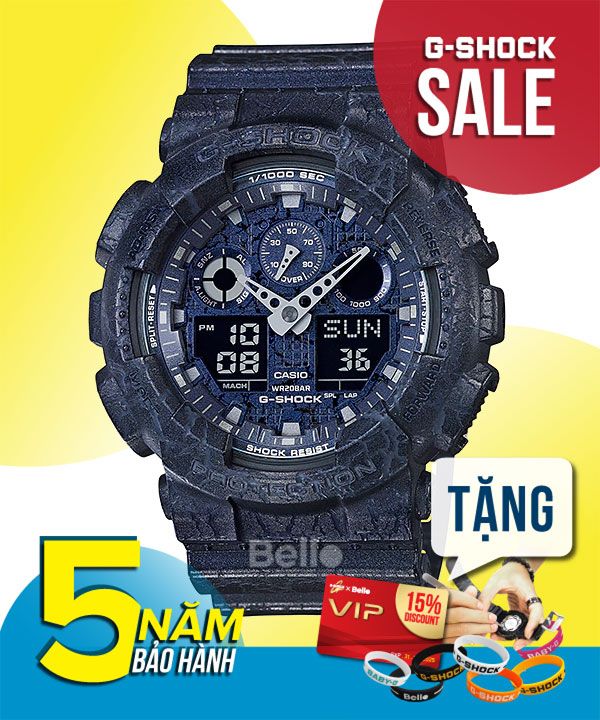 GA-100CG-2A - Đồng hồ Casio G-Shock chính hãng - Họa tiết đá nứt trên dây và vỏ cực chất.